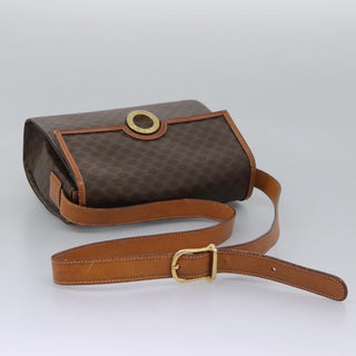 Celine Vintage Macadam Circle Logo Shoulder Bag Canvas and Leather