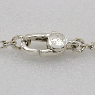 Gucci Interlocking G Plate Pendant Chain Necklace Silver 925