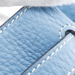 Hermes Birkin Handbag Blue Clemence with Palladium Hardware