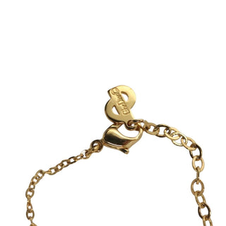 Christian Dior Logo Heart Pendant Necklace Metal with Crystal