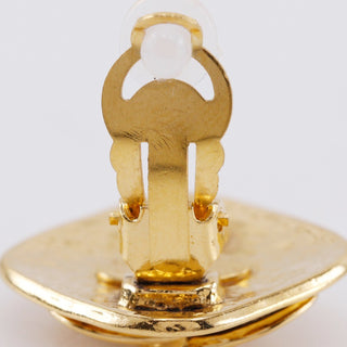 Chanel Vintage Diamond Clip-On Earrings Gold-plated
