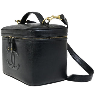 Chanel Vintage Timeless Cosmetic Case with Mirror Caviar