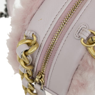 Chanel 19 Round Clutch with Chain Quilted Shearling