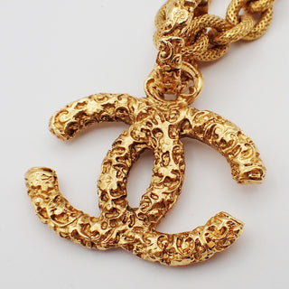 Chanel Vintage CC Logo Chain Charm Pendant Gold-plated