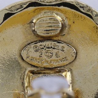 Chanel Vintage CC Quilted Round Button Clip-On Earrings Metal