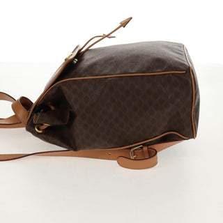 Celine Vintage Drawstring Flap Backpack Macadam Coated Canvas