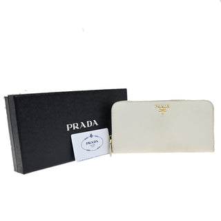 Prada Zip Around Tab Wallet Saffiano Leather