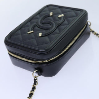Chanel Filigree Vanity Clutch with Chain Quilted Caviar