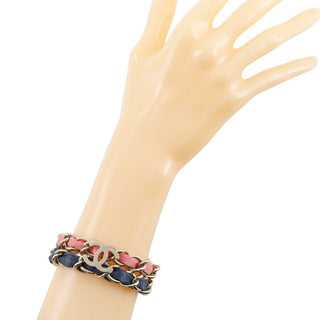 Chanel Coco mark chain 2 bracelet Metal and denim