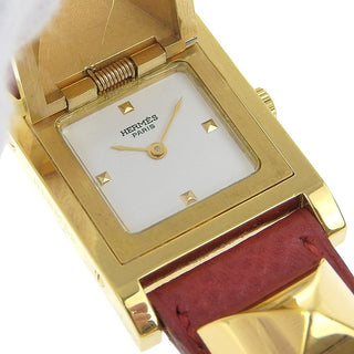 Hermes Medor Quartz Watch Plated Metal and Leather