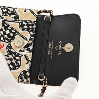 Chanel Flap Card Holder on Chain Quilted Printed Canvas