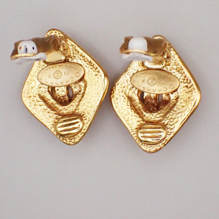 Chanel Vintage CC Diamond Clip-On Earrings Metal