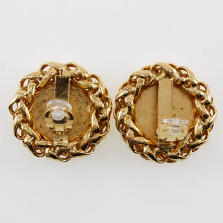 Chanel Vintage Round CC Clip-On Earrings Metal