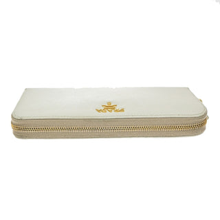 Prada Zip Around Tab Wallet Saffiano Leather