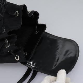 Gucci Vintage Bamboo Backpack Nylon and Patent Leather