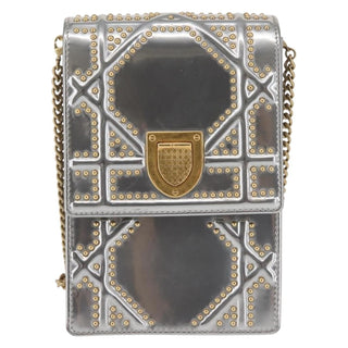 Christian Dior Ultra Matte Diorama Vertical Clutch on Chain Studded Leather