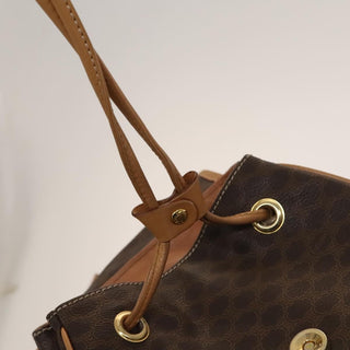 Celine Vintage Drawstring Flap Backpack Macadam Coated Canvas