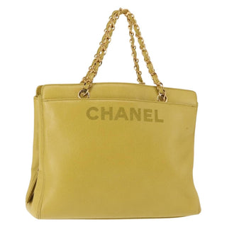 Chanel Vintage Logo Chain Tote Caviar