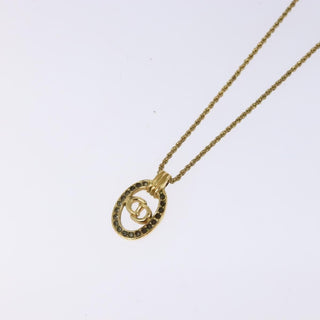 Christian Dior CD Round Pendant Necklace Metal and Crystals