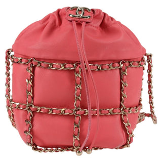 Chanel Chain Frame CC Drawstring Bucket Bag Lambskin