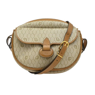 Christian Dior Vintage Honeycomb Flap Crossbody Bag Coated Canvas
