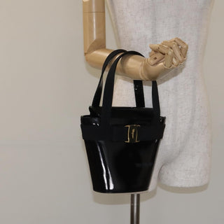 Salvatore Ferragamo Vara Bow Top Handle Bucket Bag Patent Leather