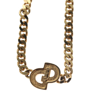 Christian Dior CD Pendant Necklace Metal and Crystals