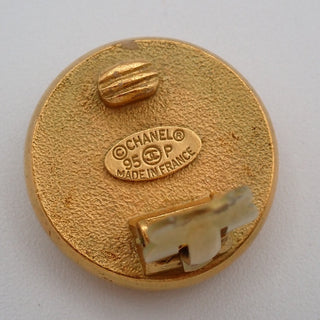 Chanel Vintage Round CC Button Clip-On Earrings Metal and Resin