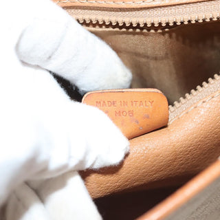 Celine Vintage Macadam Shoulder Bag Canvas and Leather