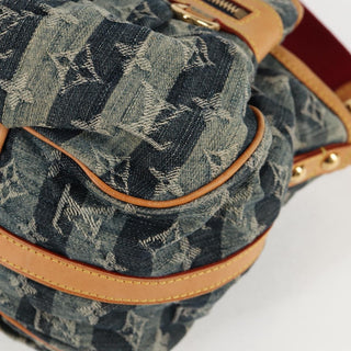 Louis Vuitton Porte Epaule Raye Handbag Striped Monogram Denim