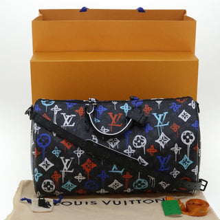 Louis Vuitton Keepall Bandouliere Bag Graffiti Monogram Eclipse Canvas