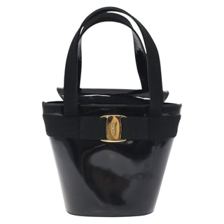 Salvatore Ferragamo Vara Bow Top Handle Bucket Bag Patent Leather