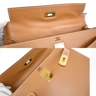 Hermes Kelly Handbag Light Chamonix with Gold Hardware