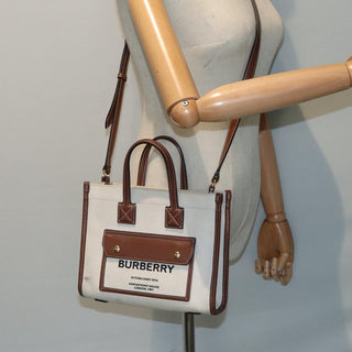 Burberry Freya Shopping Tote Canvas with Leather
