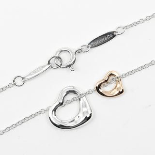 Tiffany & Co. Elsa Peretti Double Open Heart Pendant Necklace Sterling Silver and 18K Rose Gold