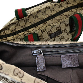 Gucci Web Zip Tote GG Canvas