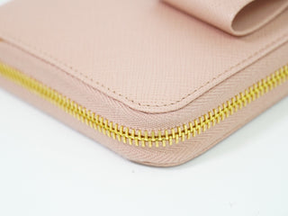 Prada Bow Zip Around Wallet Saffiano Leather