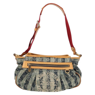 Louis Vuitton Porte Epaule Raye Handbag Striped Monogram Denim