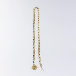 Chanel Vintage Logo Chain Belt Metal and Leather