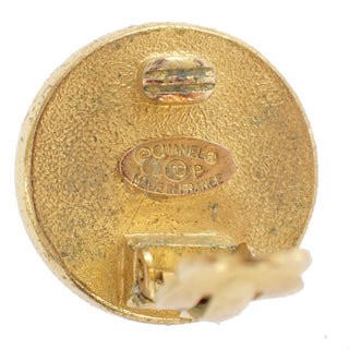 Chanel Vintage Round CC Clip-On Earrings Metal with Faux Pearl
