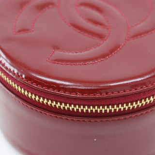 Chanel Vintage Timeless Round Jewelry Case Patent Leather