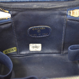 Chanel Vintage Timeless Zip Around Vanity Case Denim