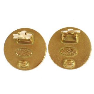 Chanel Vintage CC Round Button Clip-On Earrings Metal