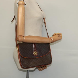 Celine Vintage Macadam Shoulder Bag Canvas and Leather