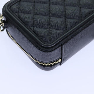 Chanel Filigree Vanity Clutch with Chain Quilted Caviar
