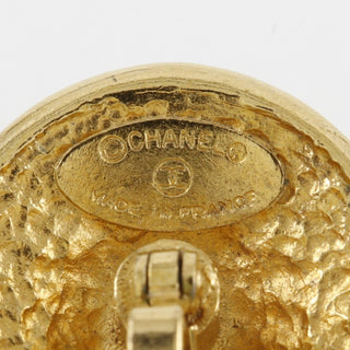 Chanel Vintage Logo Round Cufflinks Plated Gold