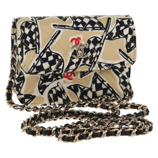 Chanel Flap Card Holder on Chain Quilted Printed Canvas