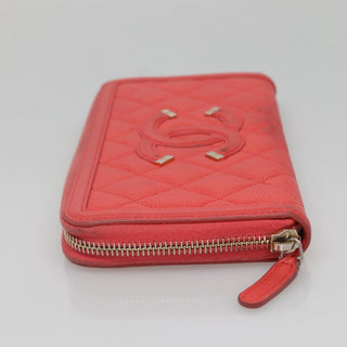 Chanel Filigree Zip Around Wallet Quilted Caviar
