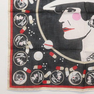 Chanel Scrunchie and Square Scarf Hair Tie Set Printed Silk