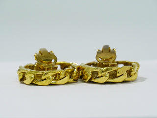 Chanel Vintage CC Round Clip-On Earrings Metal with Crystals